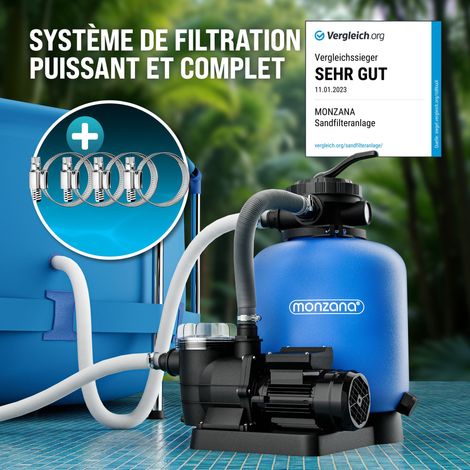 Pompe filtre à sable max. 13.200 L/h avec pré-filtre XXL piscine nettoyage eau