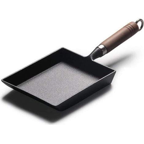 Poêle à Frire antiadhésive pour plaques de Cuisson à gaz, à Induction et électriques, poêle à Frire carrée en Fonte pré-assaisonnée, poêle à Frire sans Graisse (1/4)
