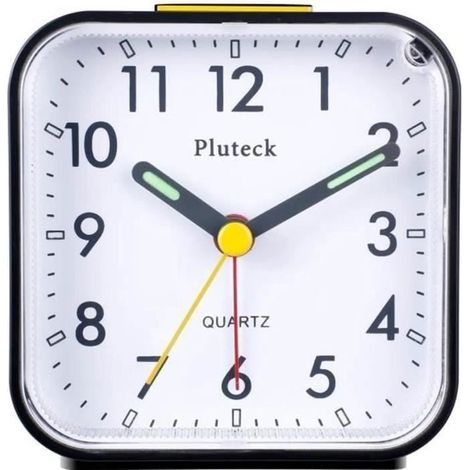 (noir)Réveil Veilleuse et Snooze / Ascendant Alarme sonore / Simple à régler Horloges, alimenté par batterie, petit (1/4)