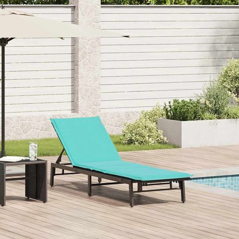 vidaXL Chaise longue avec coussin en rotin synthétique noir