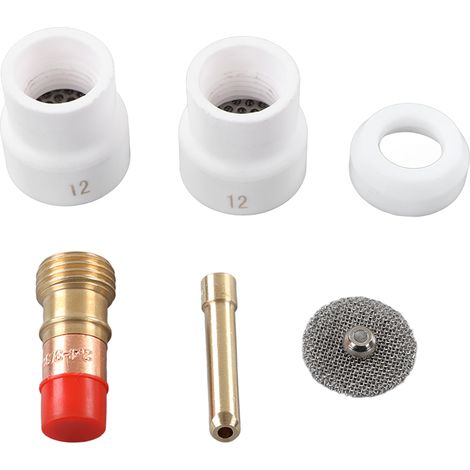 Kit 6 pièces adaptateur torche soudure, céramique et cuivre rouge, montage sans bavure pour torches WP17 WP18 WP26 (1/5)