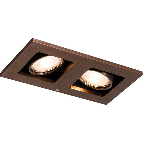 Recessed Spotlight Dark Bronze Rectangular 2-Light Rotatable and Tiltable - Qure