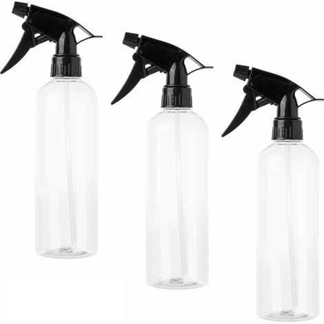 Flacon pulvérisateur - 500 ml - Plastique réutilisable avec étiquettes inscriptibles - Pour jardinage nettoyage coiffure - Lot de 3