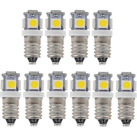 Lot de 10 ampoules LED E10 12 V blanc froid, 5 SMD, 0,5 W, 50 lm (1/5)