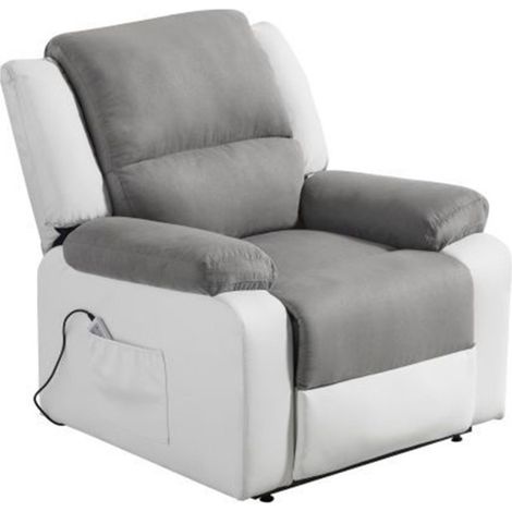 Fauteuil de Relaxation Électrique "Ottawa" 98cm Gris & Blanc (1/5)