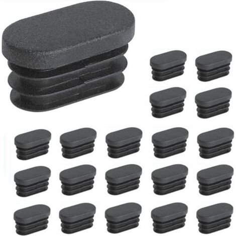 120 pièces 15x30mm Embouts en Plastique,pour Tubes Pieds de Meubles Embouts Ovales,pour Pieds de Chaise en Plastique Bouchon, pour Tuyau Ovale,Noir