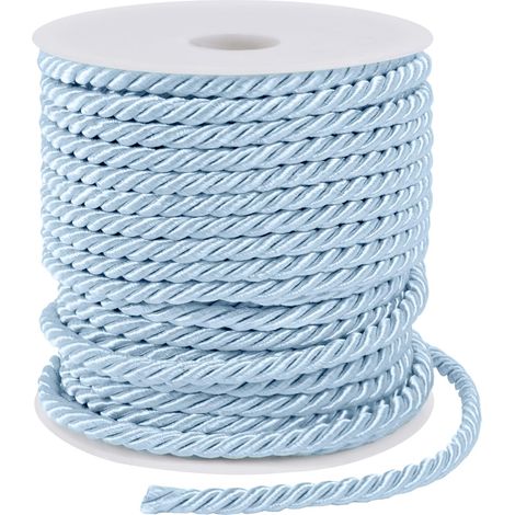 Corde torsadée bleue de 5 mm x 25 m, corde en polyester à 3 fils pour travaux manuels, corde satinée pour décoration, corde torsadée pour macramé, cordon, sacs (1/5)