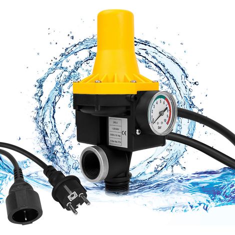SWANEW Pressostato di controllo della pompa Interruttore della pompa per pozzi profondi Impianto idrico domestico automatico Giallo con cavo