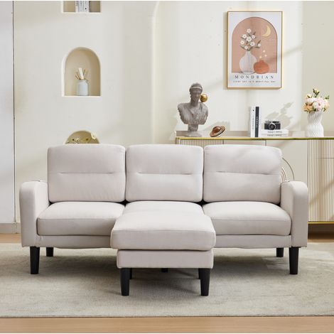 Divano angolare a L con chaise longue 3 posti, 204 x 136 x 80 cm, beige HAVRYA (1/5)