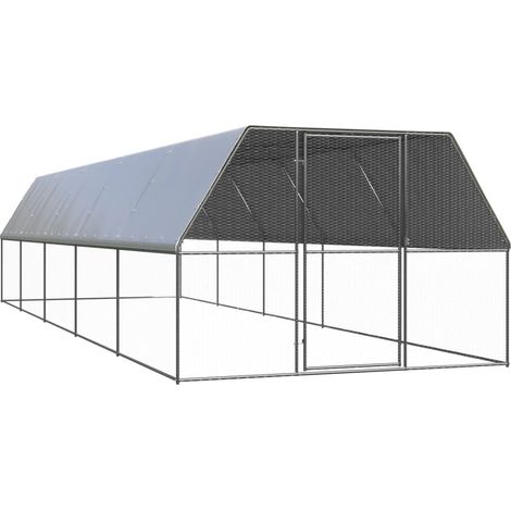 Recinto per pollaio gabbia per galline da esterno 3 x 10 x 2 m acciaio zincato argento 020043997