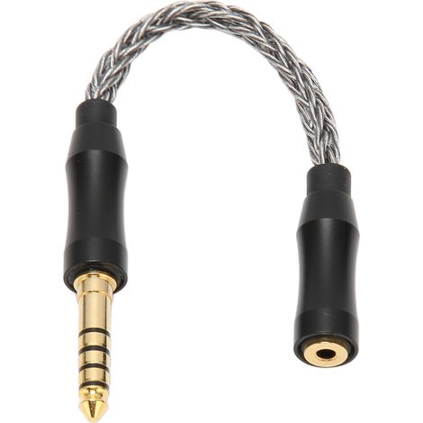 Câble audio adaptateur en cuivre monocristallin 2,5 mm femelle vers 4,4 mm mâle pour casque et haut-parleurs, 14 cm / 5,5 pouces, gris froid (1/5)