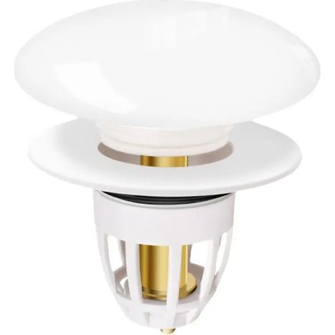 (WHITE)Durable Ceramics Bathroom Sink Plug Stopper Drain Stopper Anti-Odor Bathroom Sink Drain Plug Pressure Pop Drain Filter Universal (1/4)