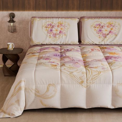 Couette d'hiver Double Face, Couleur Unie et Impression numérique, Shabby 04 320, 100% Microfibre, fabriquée en Italie (1/5)