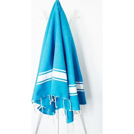 Fouta 100x200 Cap Ferret Bleue - 100% coton - finition franges (1/3)