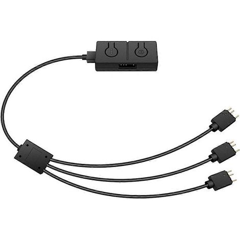 Adaptateur ADD-RGB 5 V/3 broches vers 12 V/4 broches avec répartiteur 3 voies. Convertisseur ARGB 5 V vers RGB 12 V. Synchronisation avec la carte mère. (1/5)