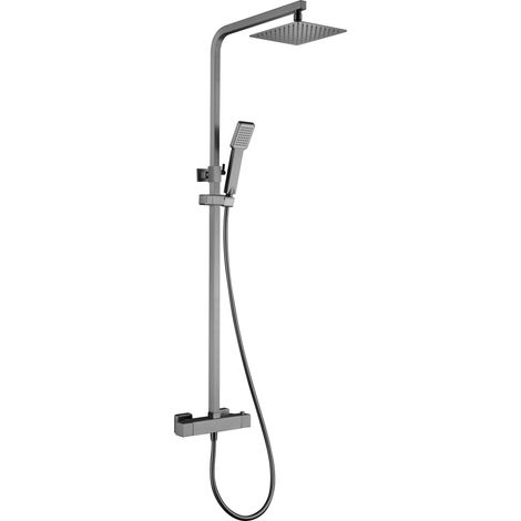 Mice- barra de ducha extensible termostática posee rociador redondo, extraplano - griferia para baño y dudcha color Black Gun Metal