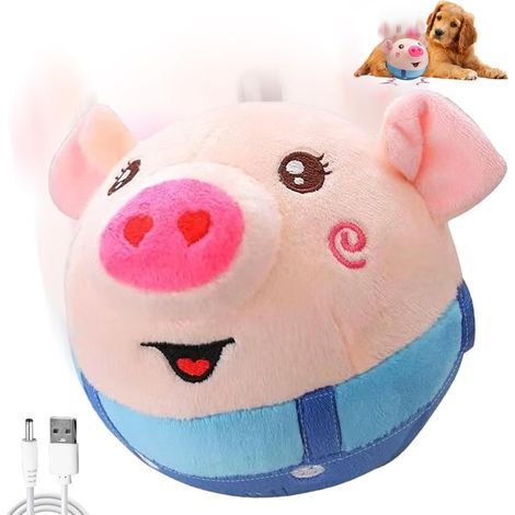 Active Moving Pet Plush Toy Interactive Dog Toys Talking Shake Bounce Boredom Toys Jumping Pig Toy For Dog Washable Cartoon Pig Plush Moving Dog Ball For Pets Cats Small And Medium Dogs (1/5)