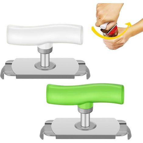 2Pcs Effortless Jar Opener, Heavy Duty Manual Jar Opener, Multifunctional Hand Jar Opener, Adjustable Stainless Lid Opener, for Cooking and Daily Use (Green/White)