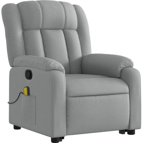 Poltrona relax TV funzione massaggio reclinabile con vibrazione e massaggio a 6 punti in tessuto grigio chiaro DEC026920