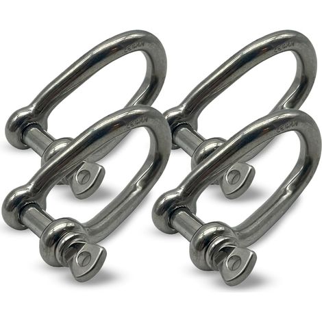 Runder, gedrehter Schäkel – 4er-Pack – Edelstahl 316 – Sichere 90°-Drehung – Für Schiffsketten und -seile – Durchmesser M5 (1/5)
