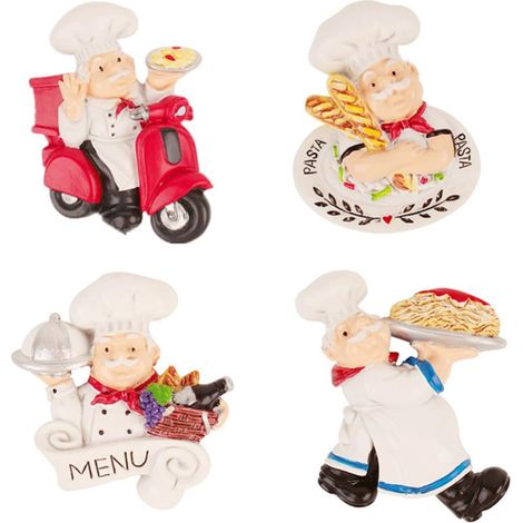 Aimants Autocollants pour Réfrigérateur Lot de 4 Pièces en PP Style Cartoon, Décoration Originale et Fonctionnelle Plusieurs Styles Cuisine ou Bureau Plusieurs Styles (1/5)