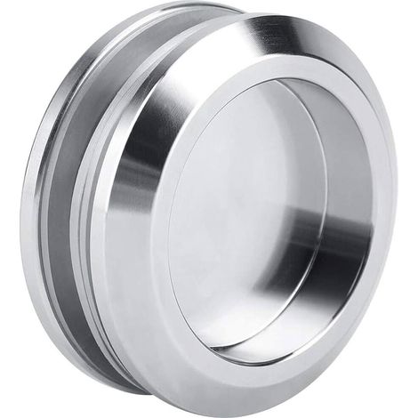 Kit poignée cuvette ronde chromé pour porte en verre Ø58mm (1/2)