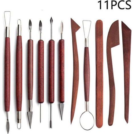 Altri strumenti specializzati, Set per scolpire l'argilla, Set di 11 coltelli portatili per intagliare l'argilla polimerica per progetti artigianali fai da te - Crezuo