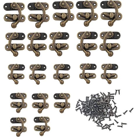 20 Pièces Fermoir Boite en Bois, Fermoir pour Coffre en Bois, Loquet Crochet Fermoirs à Coffre, Loquet Crochet Bronze, pour Boîte en Bois Boîte à Bijoux Garde-Robe Accessoires de Bricolage