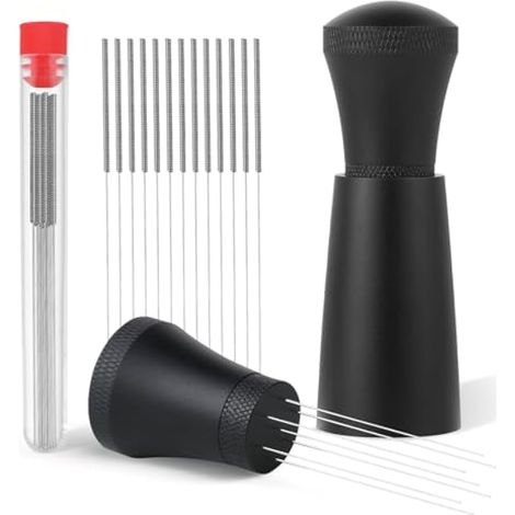 Distributeur de café expresso amovible Wdt Tool en aluminium avec support et 7 aiguilles, pour baristas (13 aiguilles de rechange) (1/5)