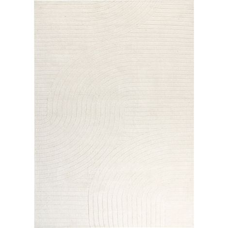 Tapis en Laine Beige 200 x 300 cm Dos en Coton Convient au Chauffage par Sol Dagari