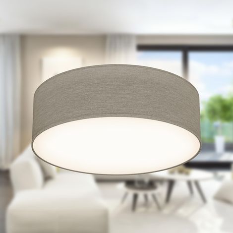 Plafonnier avec abat-jour en tissu, douille E27, max. 40 watts, lustre salon, lustre chambre, luminaire plafonnier, lustre cuisine, plafonnier salon, 30x10 cm, taupe (1/5)