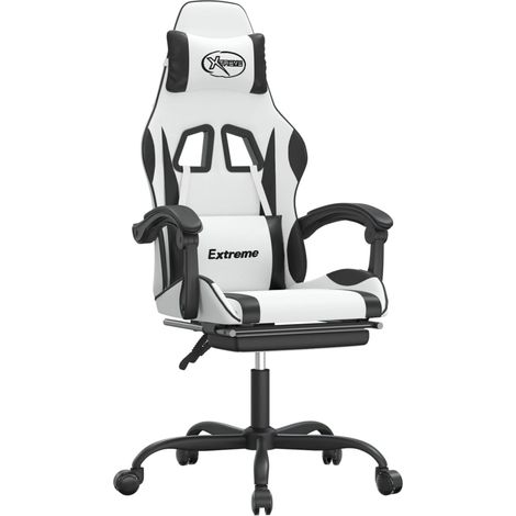Maison Exclusive - Sedia da Gaming con Poggiapiedi Bianco e Nero in Similpelle
