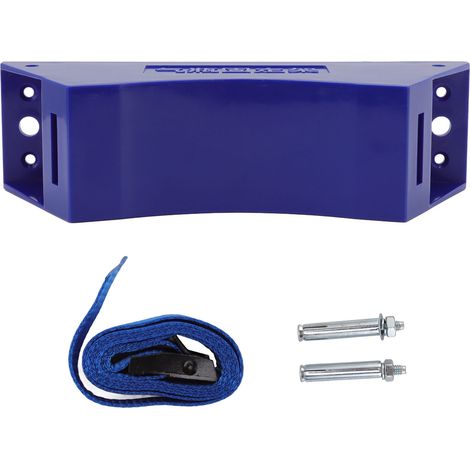 Support mural pour bouteille de gaz en plastique avec vis d'expansion et sangle de sécurité bleue (1/5)