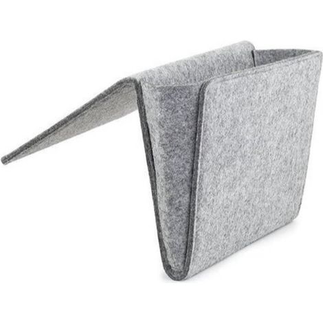 Sac de rangement en feutre pour lit et canapé - Gris - 20 x 21 cm - Rangement télécommande et petits objets (1/3)