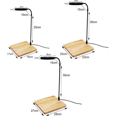 Lampe LED d'Aquarium Éclairage pour Nano Aquarium et Terrarium avec Base en Bois Luminaire pour Plantes Succulentes