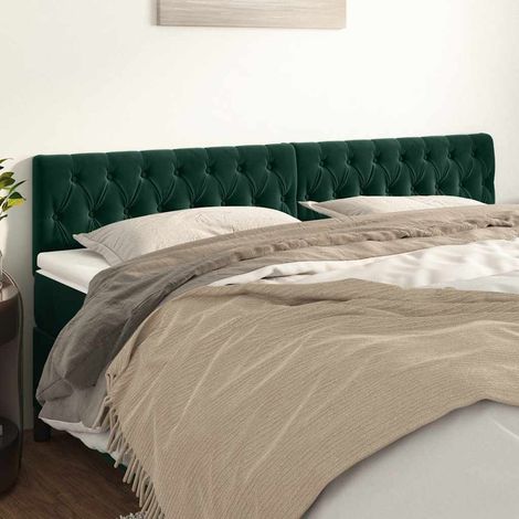 Têtes de lit Vert foncé 200x7x78/88 cm Velours (1/5)