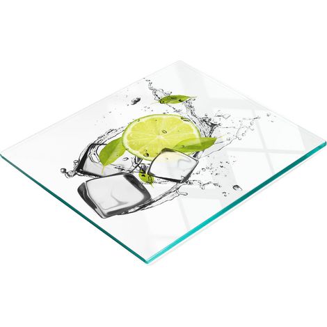 Planche à découper et à servir décorative en verre, motif glace au citron vert, 60 x 52 cm (1/5)