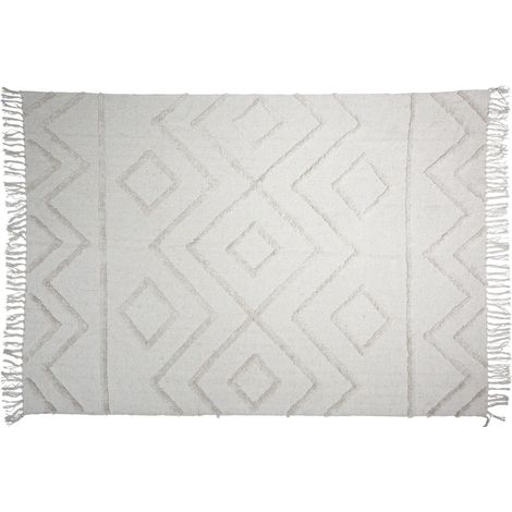 Tappeto in cotone crema moderno "Surat" produzione artigianale 120x180 cm
