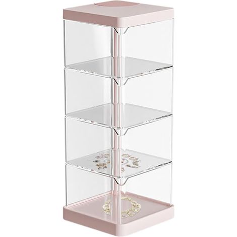 Boîte de rangement de bureau empilable avec tiroirs en plastique à compartiments multiples Rose (1/5)