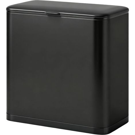 8-Liter-Abfalleimer, freistehend oder wandmontiert, Edelstahl, schwarz (1/5)