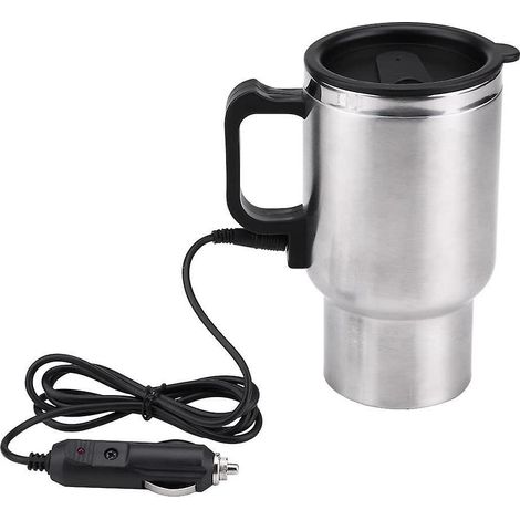 Tasse chauffante 12V pour voiture, bouilloire inox portable, gobelet électrique thermos, réchauffeur de boisson auto, couvercle étanche, 420ml (1/3)