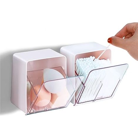 Lot de 2 cotons-tiges en ABS avec distributeur transparent (anti-poussière) (1/4)