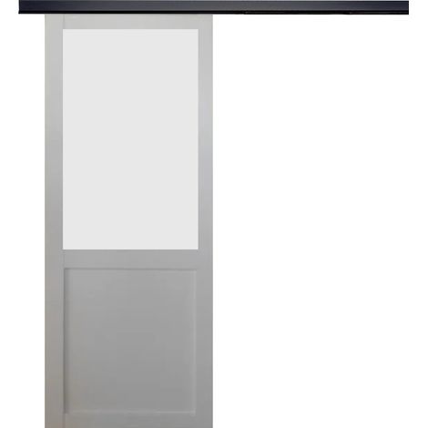 Anta scorrevole Athena bianca H204 x L73 + binario alluminio nero (1/5)