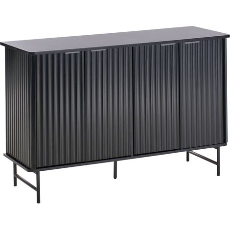 Credenza 4 ante MDF nero gambe in metallo Glastonbury (1/5)
