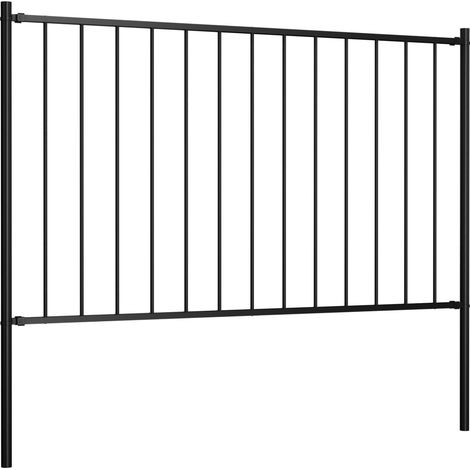 Panneau clôture et poteaux simple pour sécurité Acier enduit poudre 1,7x0,75 m Noir -48690 (1/3)