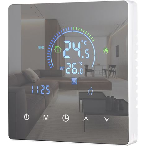 Thermostat Intelligent Intelligent, Thermostat de chauffage de l'eau, affichage LCD, bouton tactile Programmable pour la maison, le bureau, l'école, l'hôtel (1/5)