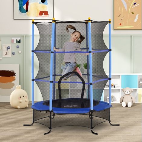 Cama elástica infantil Ø163 cm con red de seguridad, interior/exterior, 50 kg azul HAVRYA (1/3)
