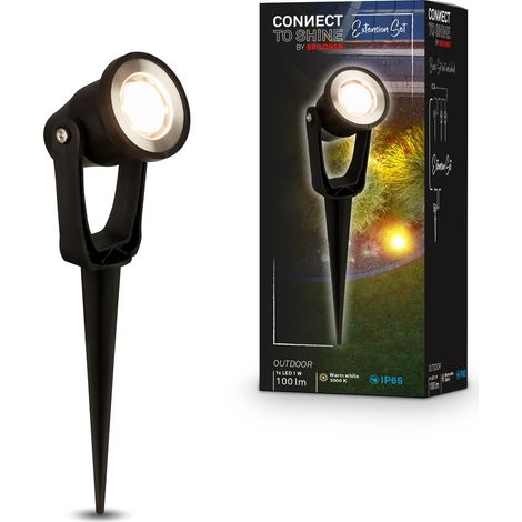 Système Connect to Shine 12V, spot LED avec piquet de terre, kit extension, IP65, lumière blanc chaud, éclairage de jardin, 22,5x6x5,5 cm, noir (1/5)
