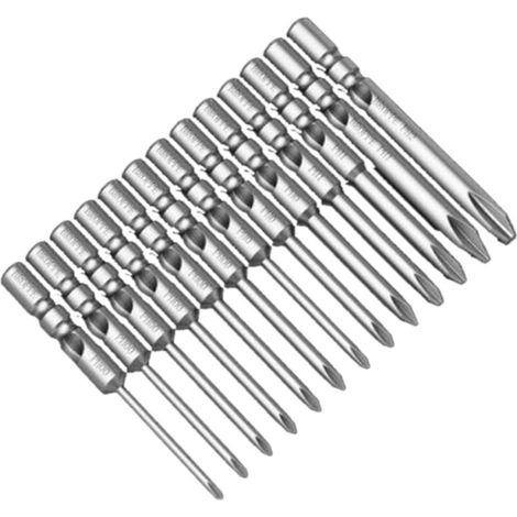 Ensemble de 13 embouts de tournevis électriques cruciformes 800, manche en acier S2 de 4 mm avec embout magnétique. (1/5)