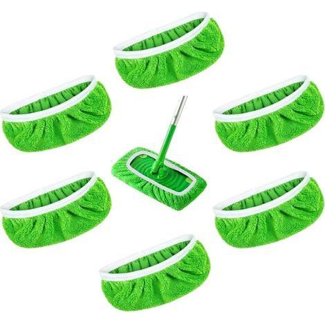 6 Pièces Lingette Humide pou Swiffe Micofibe Lavable,Sepillèe éutilisable pou Swiffe Sweepe Mop,Chiffon Micofibe pou Balai,Lingettes Humides pou Sol,Lingette Poussiee echage (1/4)